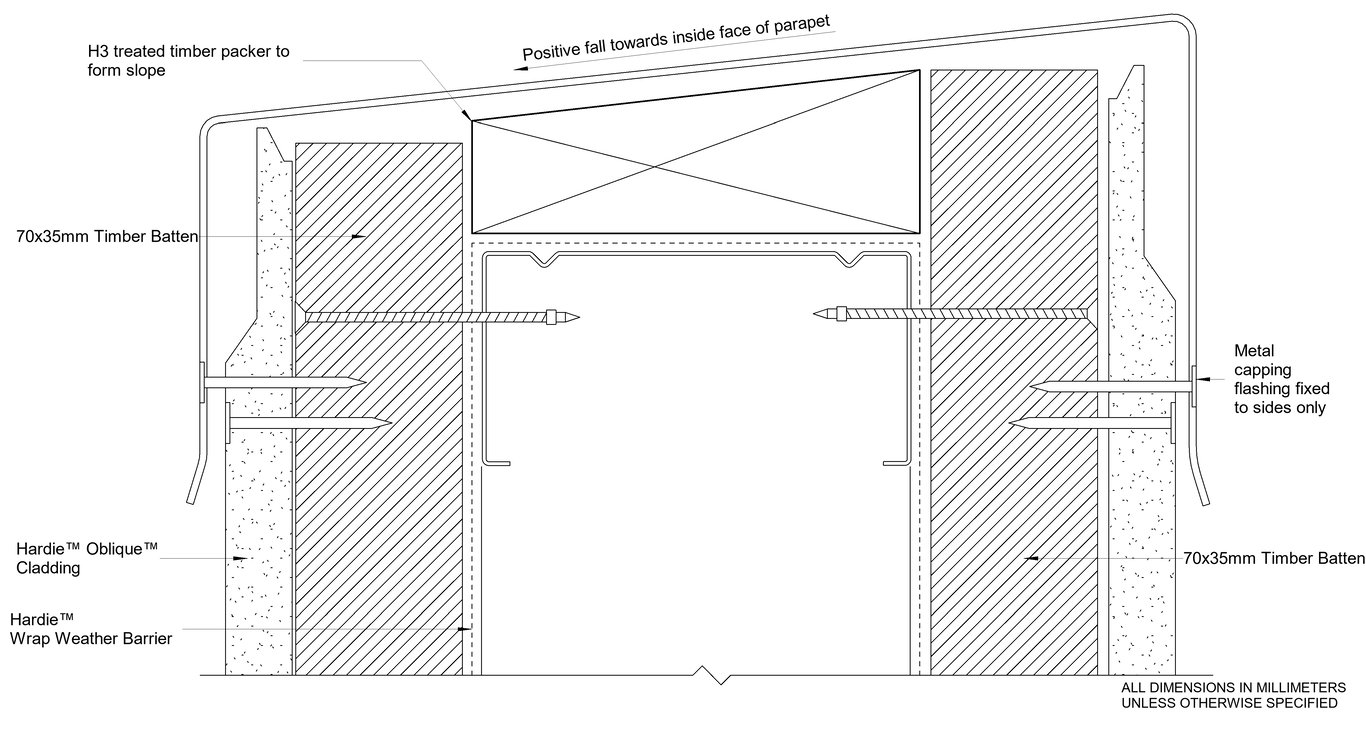 Navigate to OBLIQUE Steel CFTB Parapet Detail