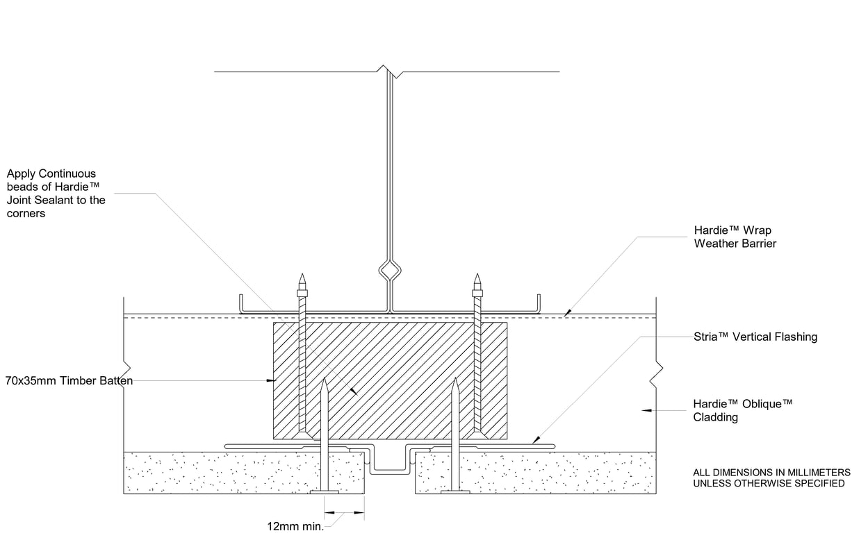 Navigate to OBLIQUE Steel CFTB Vertical Joint Using Stria Vertical Flashing Stop