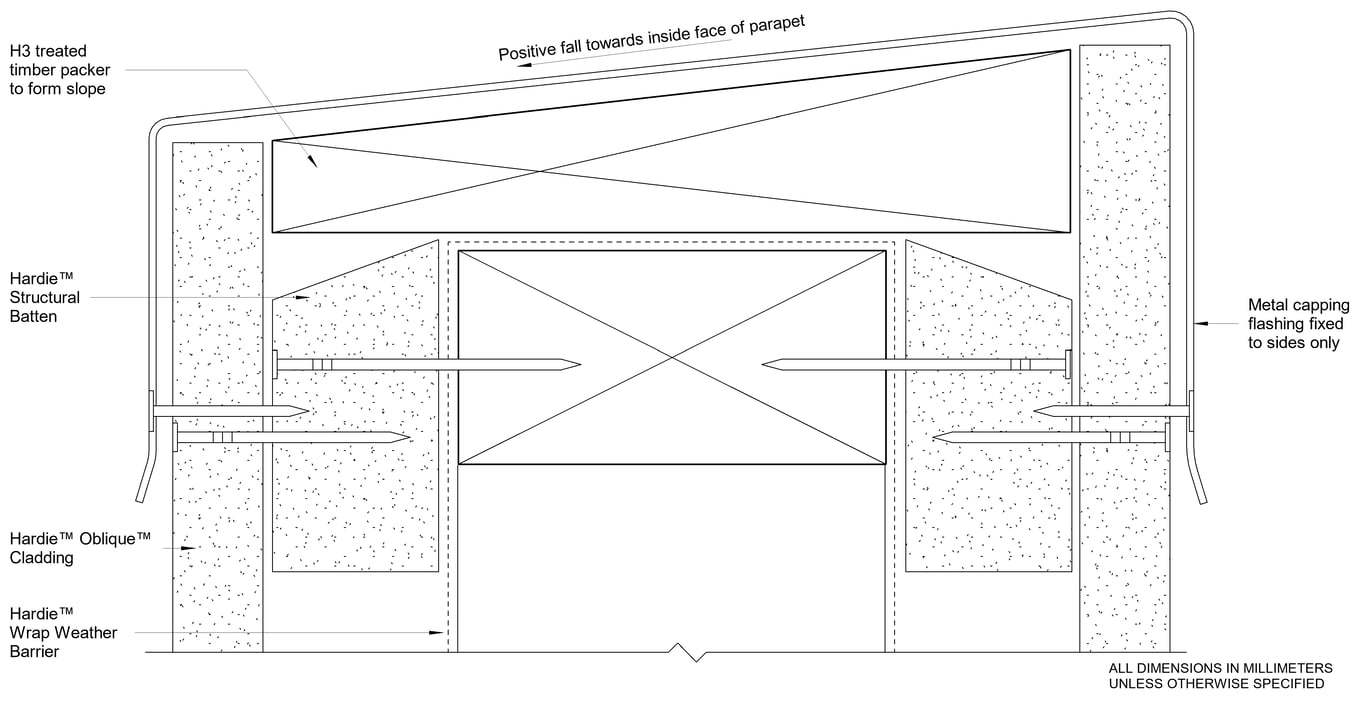 Navigate to OBLIQUE Timber CFFC Parapet Detail With Castellated Batten