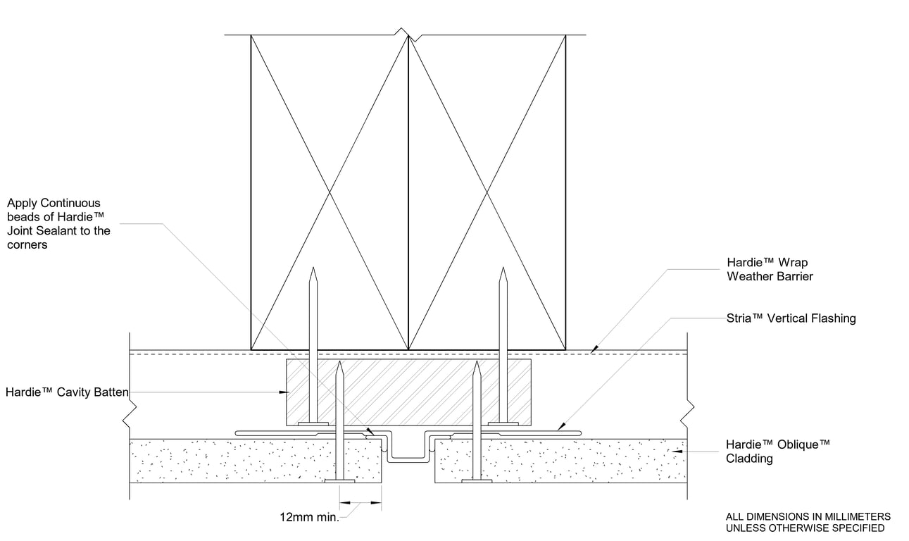 Navigate to OBLIQUE Timber CFFC Vertical Joint Using Stria Vertical Flashing Stop