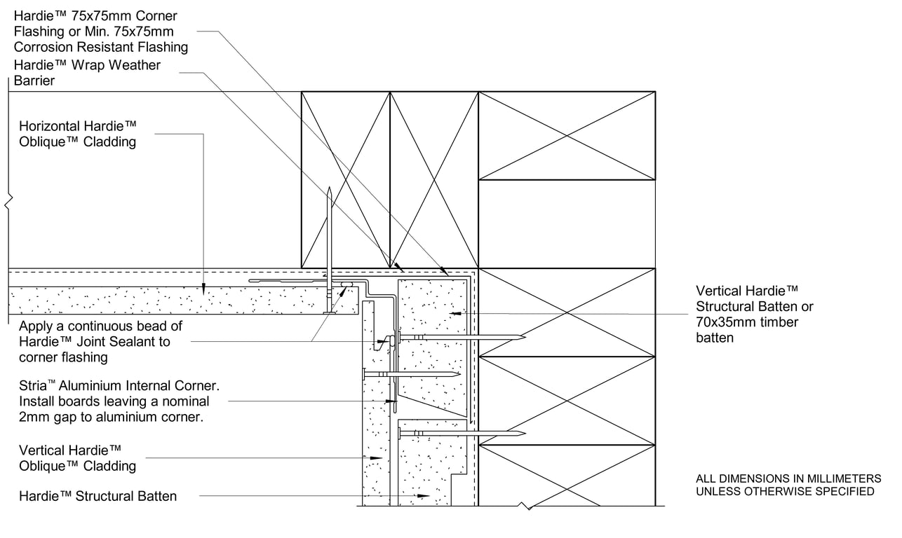 Navigate to OBLIQUE Timber CFTB Internal Corner Between Vertical And Horizontally Oriented Boards