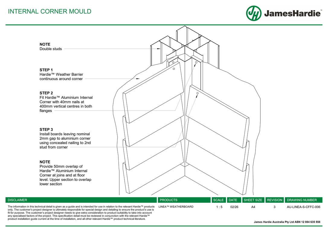 AU-LINEA-S-CFFC-006 - INTERNAL CORNER MOULD