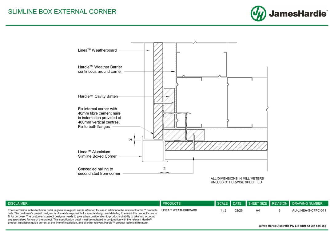 AU-LINEA-S-CFFC-011 - SLIMLINE BOX EXTERNAL CORNER