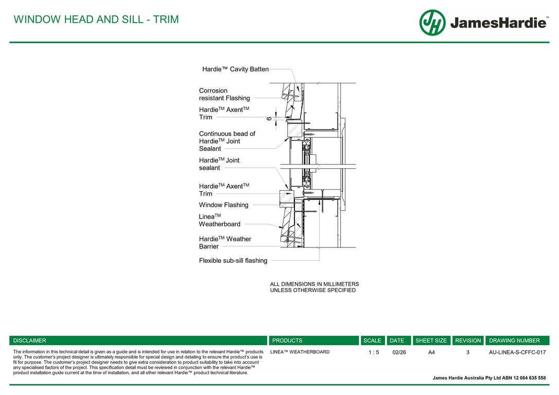 Navigate to AU-LINEA-S-CFFC-017 - WINDOW HEAD AND SILL - TRIM