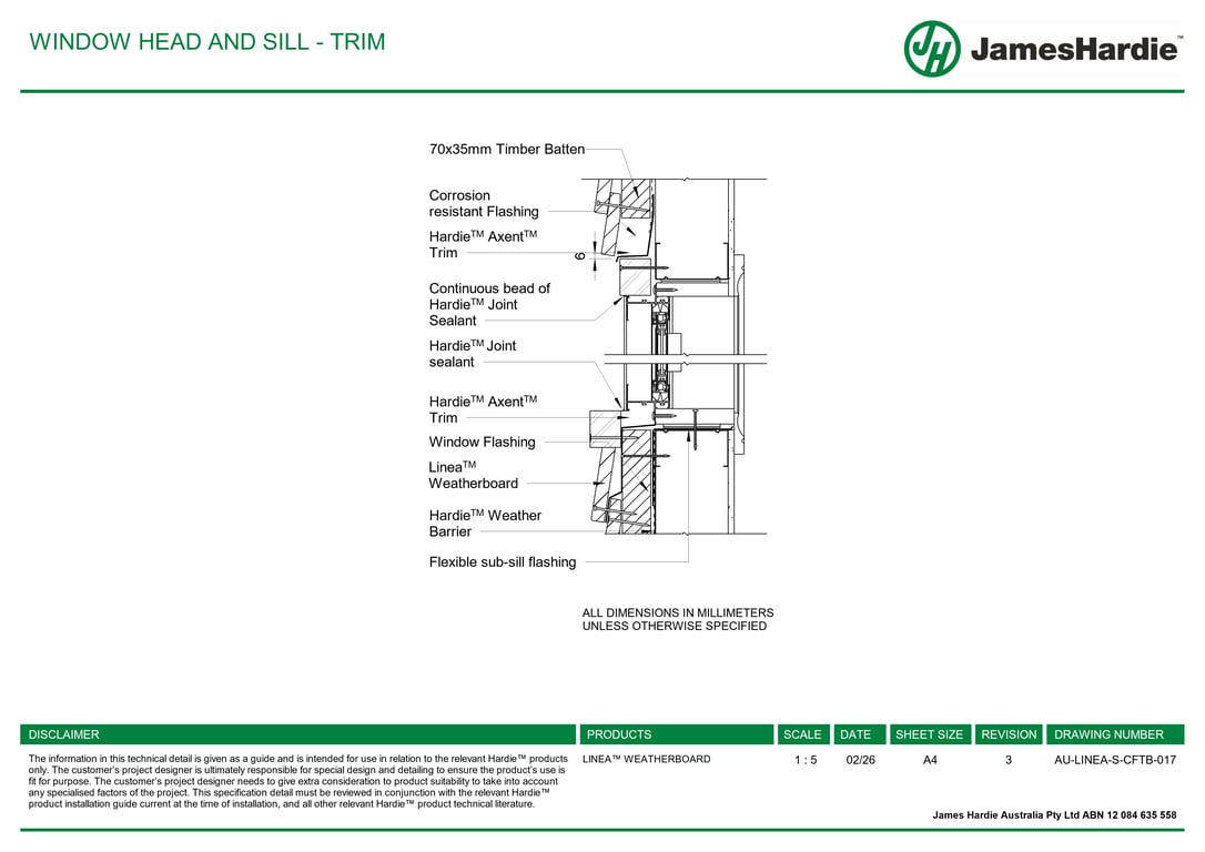Navigate to AU-LINEA-S-CFTB-017 - WINDOW HEAD AND SILL - TRIM
