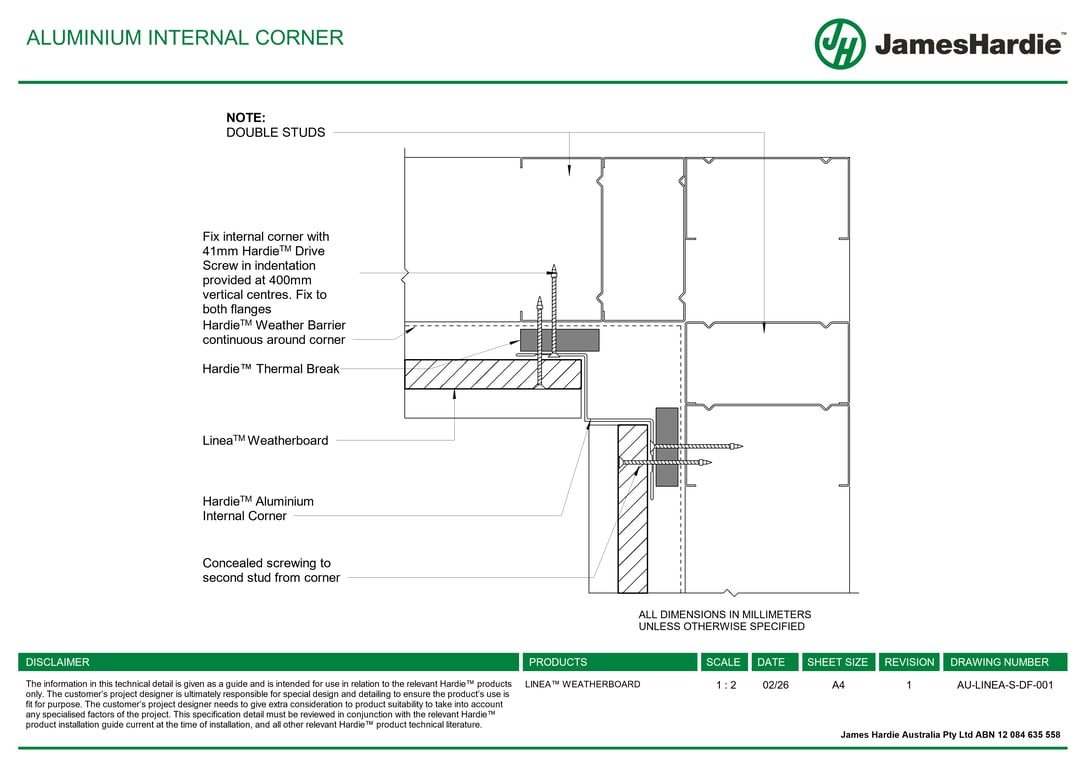 Navigate to AU-LINEA-S-DF-001 - ALUMINIUM INTERNAL CORNER