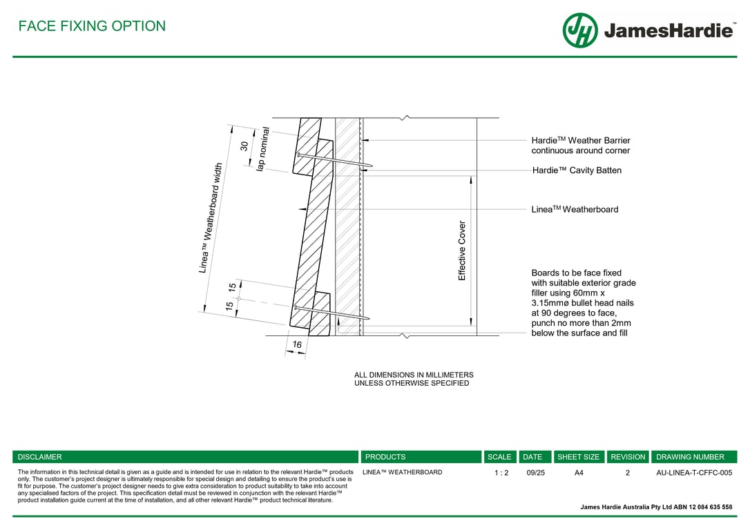 AU-LINEA-T-CFFC-005 - FACE FIXING OPTION