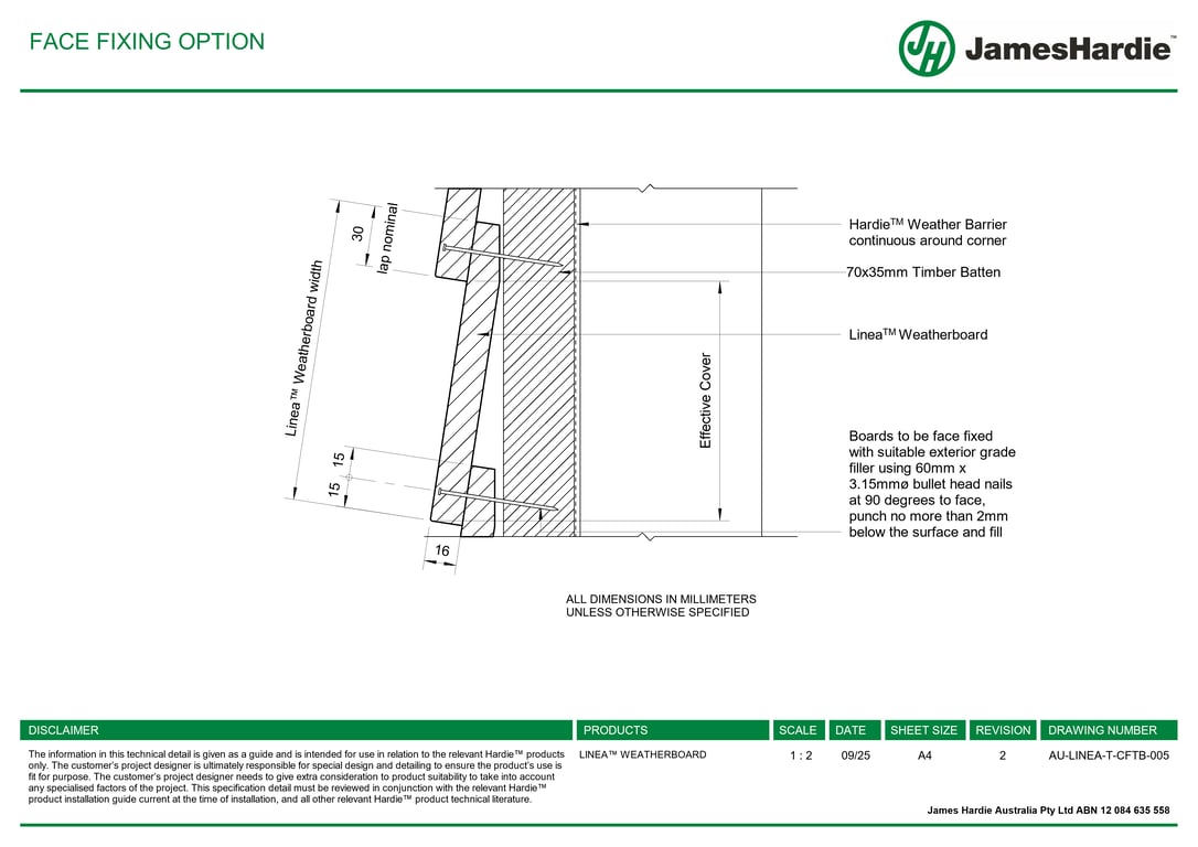 Navigate to AU-LINEA-T-CFTB-005 - FACE FIXING OPTION