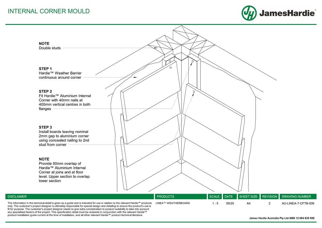 Navigate to AU-LINEA-T-CFTB-006 - INTERNAL CORNER MOULD