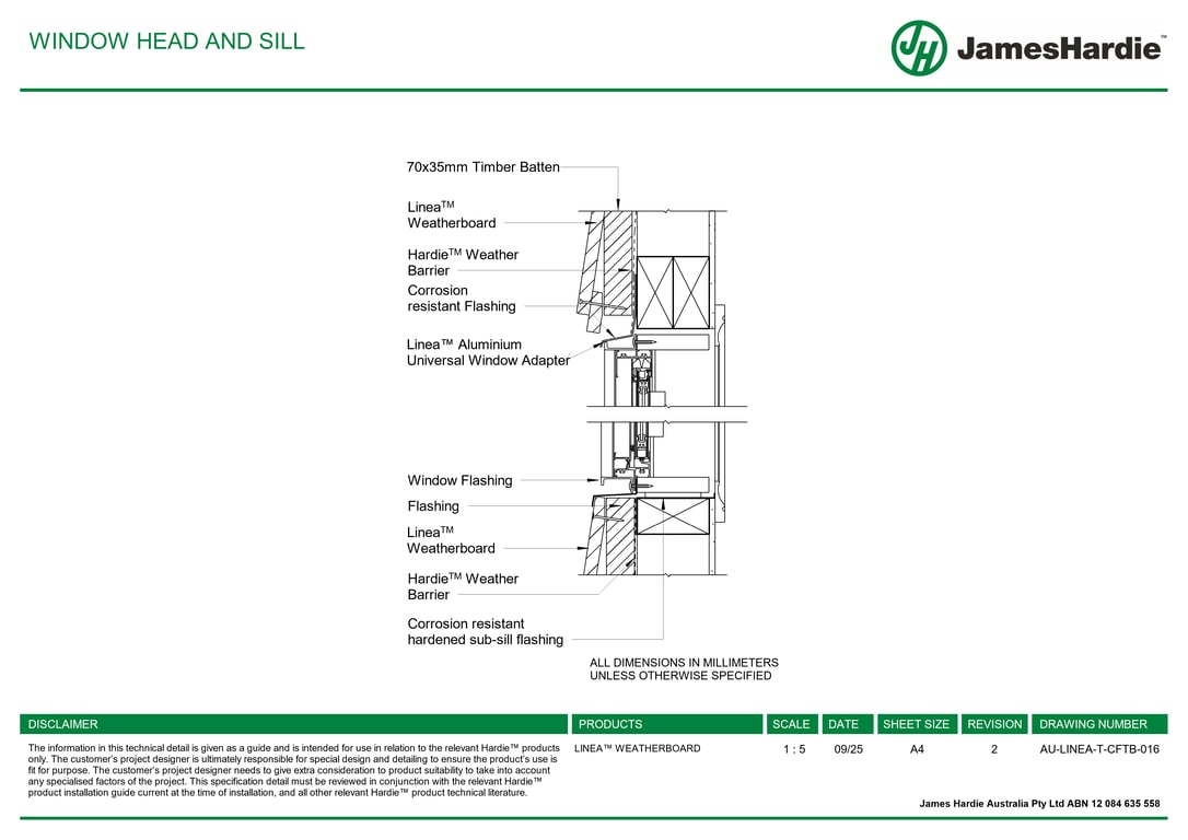 Navigate to AU-LINEA-T-CFTB-016 - WINDOW HEAD AND SILL
