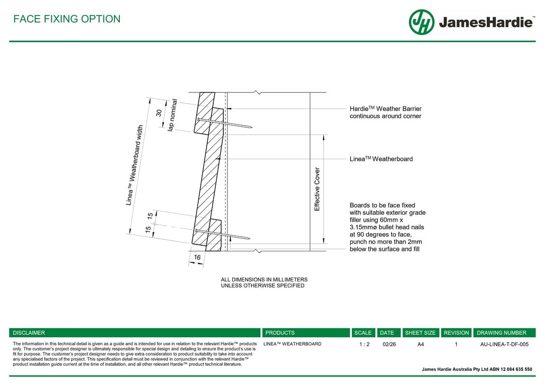 Navigate to AU-LINEA-T-DF-005 - FACE FIXING OPTION