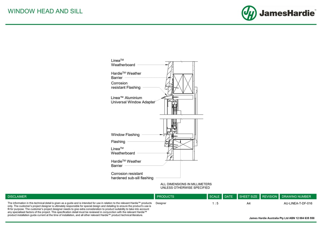 Navigate to AU-LINEA-T-DF-016 - WINDOW HEAD AND SILL
