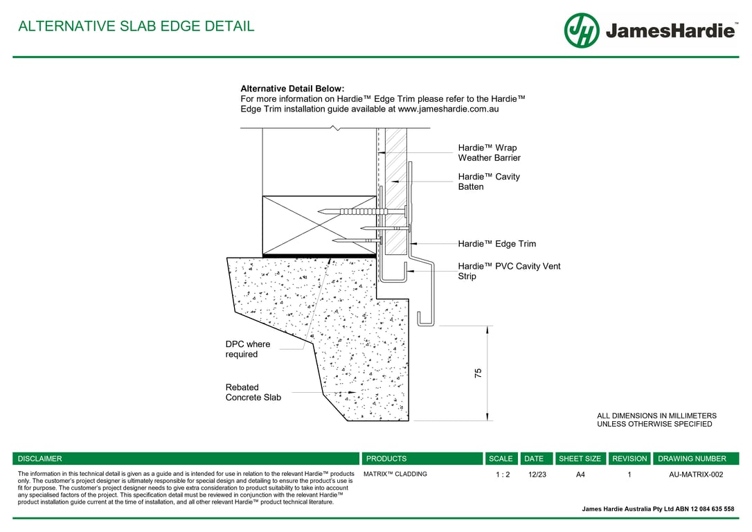AU-MATRIX-002 - ALTERNATIVE SLAB EDGE DETAIL