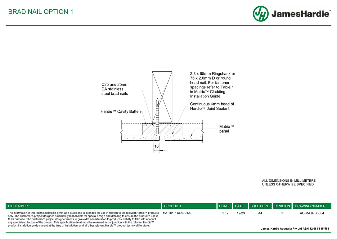 AU-MATRIX-004 - BRAD NAIL OPTION 1