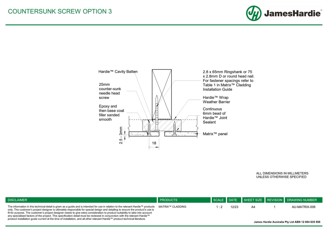 AU-MATRIX-006 - COUNTERSUNK SCREW OPTION 3