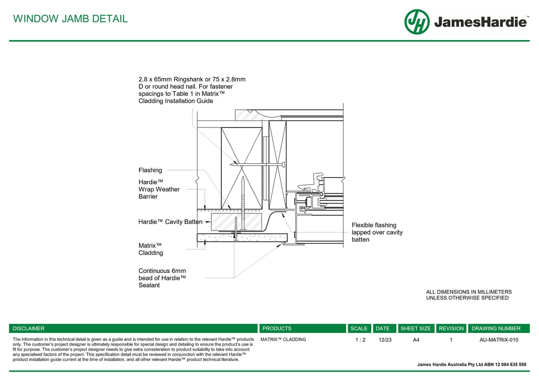 AU-MATRIX-010 - WINDOW JAMB DETAIL