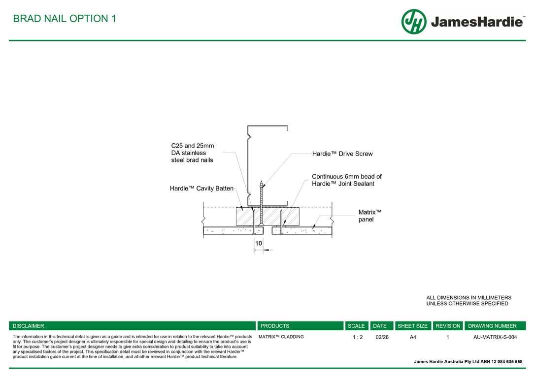 Navigate to AU-MATRIX-S-004 - BRAD NAIL OPTION 1