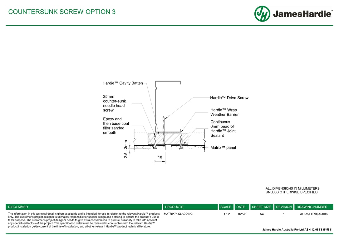 AU-MATRIX-S-006 - COUNTERSUNK SCREW OPTION 3