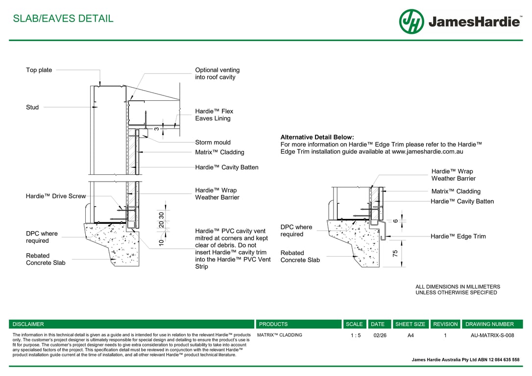 Navigate to AU-MATRIX-S-008 - SLAB-EAVES DETAIL