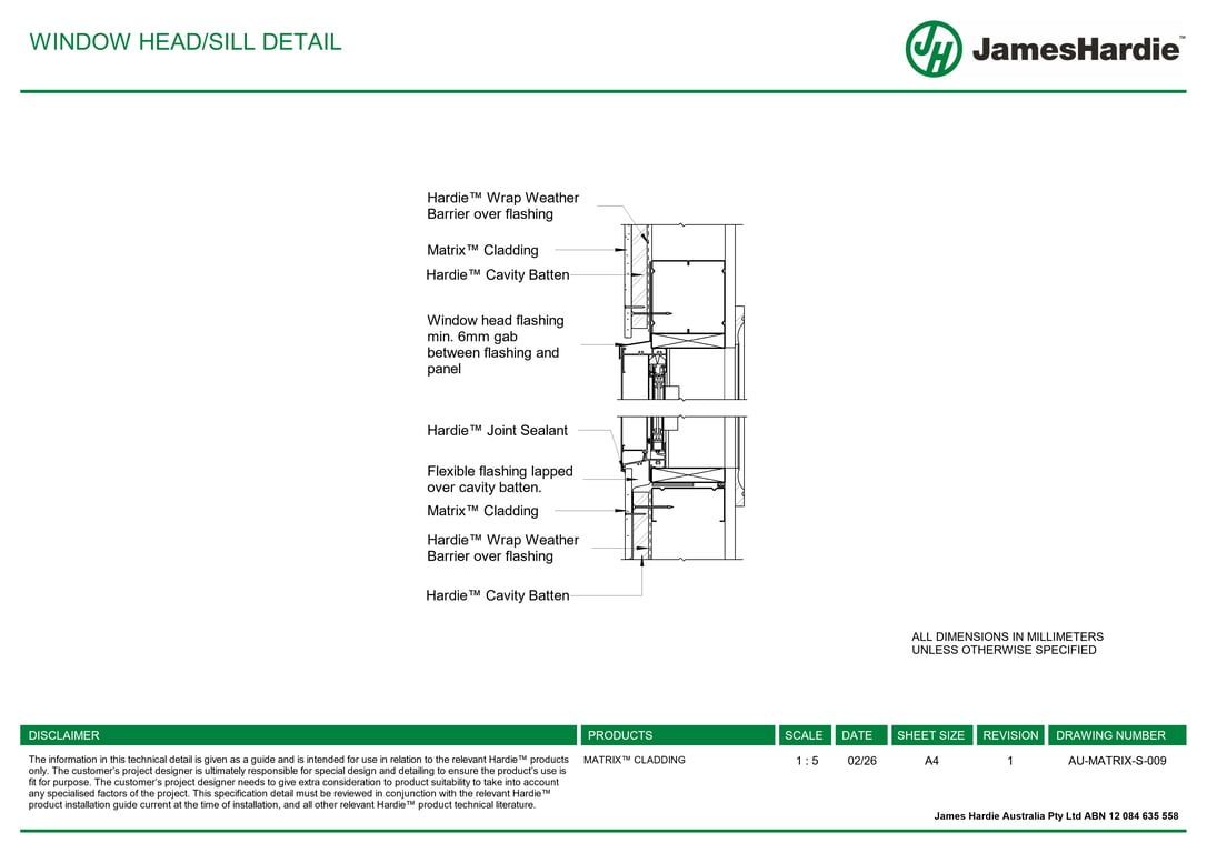 Navigate to AU-MATRIX-S-009 - WINDOW HEAD-SILL DETAIL
