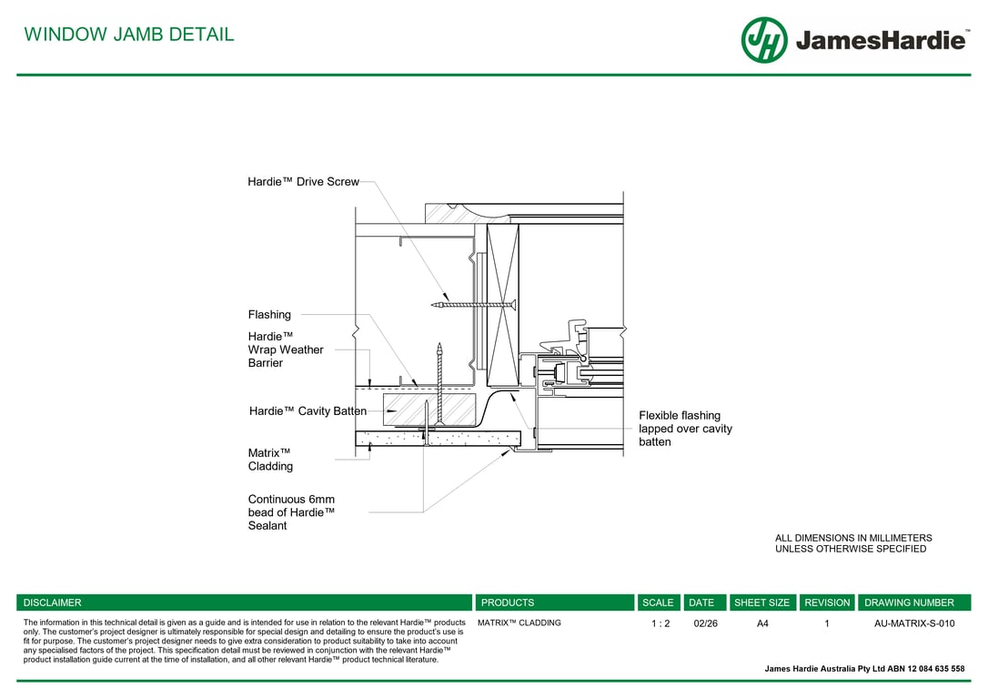 Navigate to AU-MATRIX-S-010 - WINDOW JAMB DETAIL