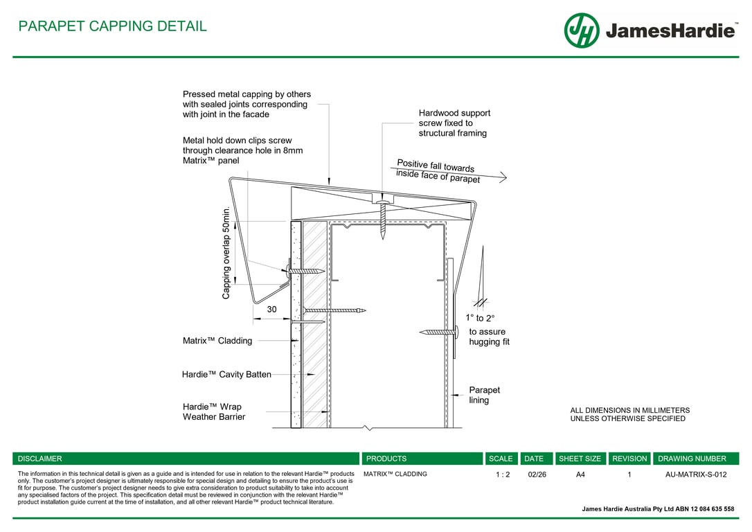 AU-MATRIX-S-012 - PARAPET CAPPING DETAIL