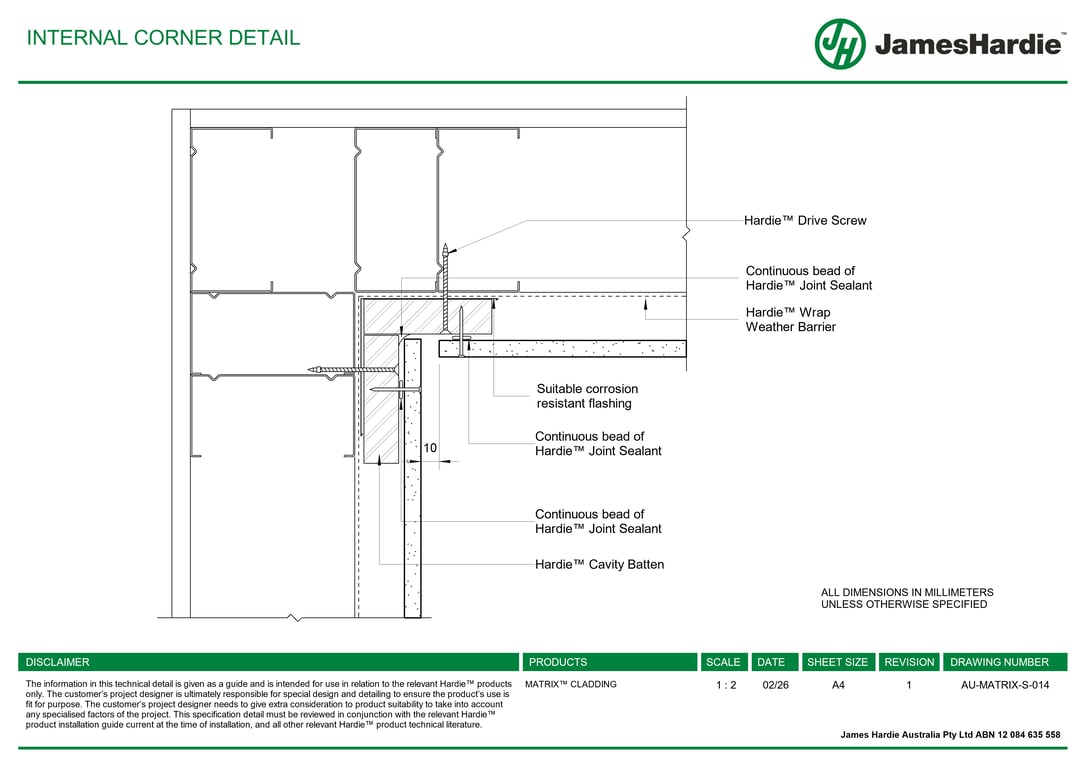 Navigate to AU-MATRIX-S-014 - INTERNAL CORNER DETAIL