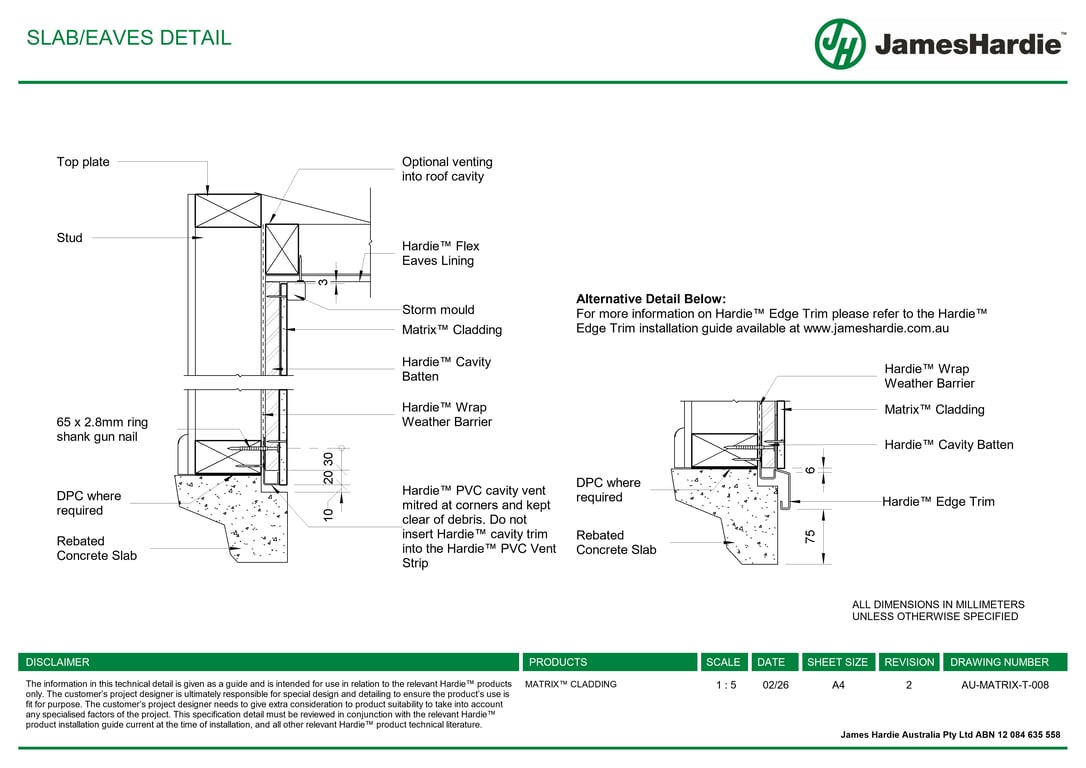 Navigate to AU-MATRIX-T-008 - SLAB-EAVES DETAIL