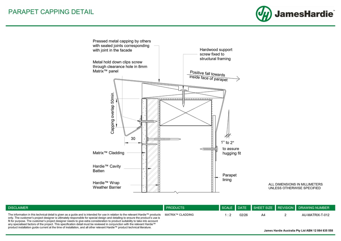 Navigate to AU-MATRIX-T-012 - PARAPET CAPPING DETAIL
