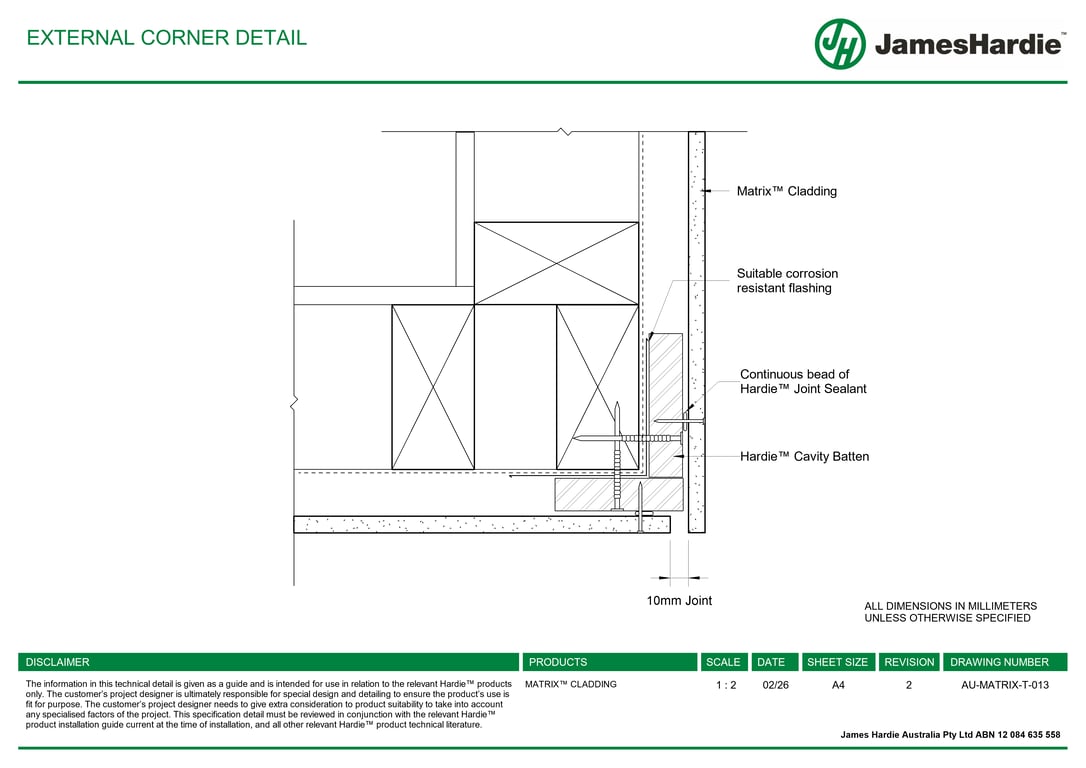 Navigate to AU-MATRIX-T-013 - EXTERNAL CORNER DETAIL