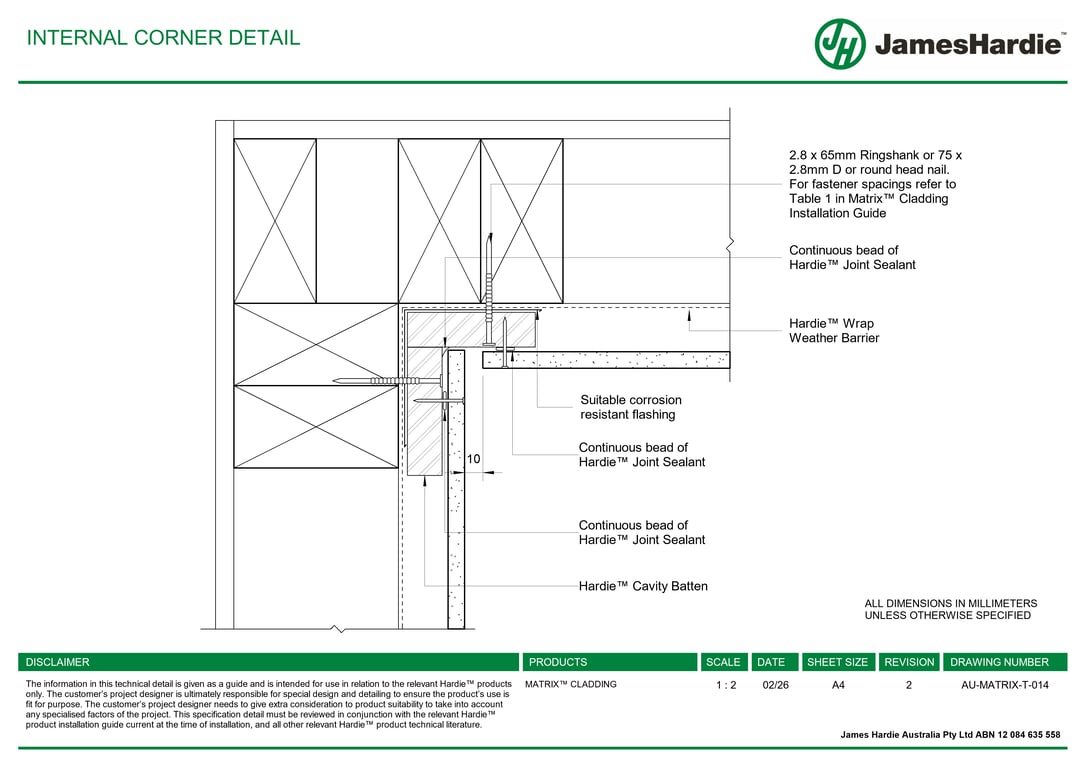 Navigate to AU-MATRIX-T-014 - INTERNAL CORNER DETAIL