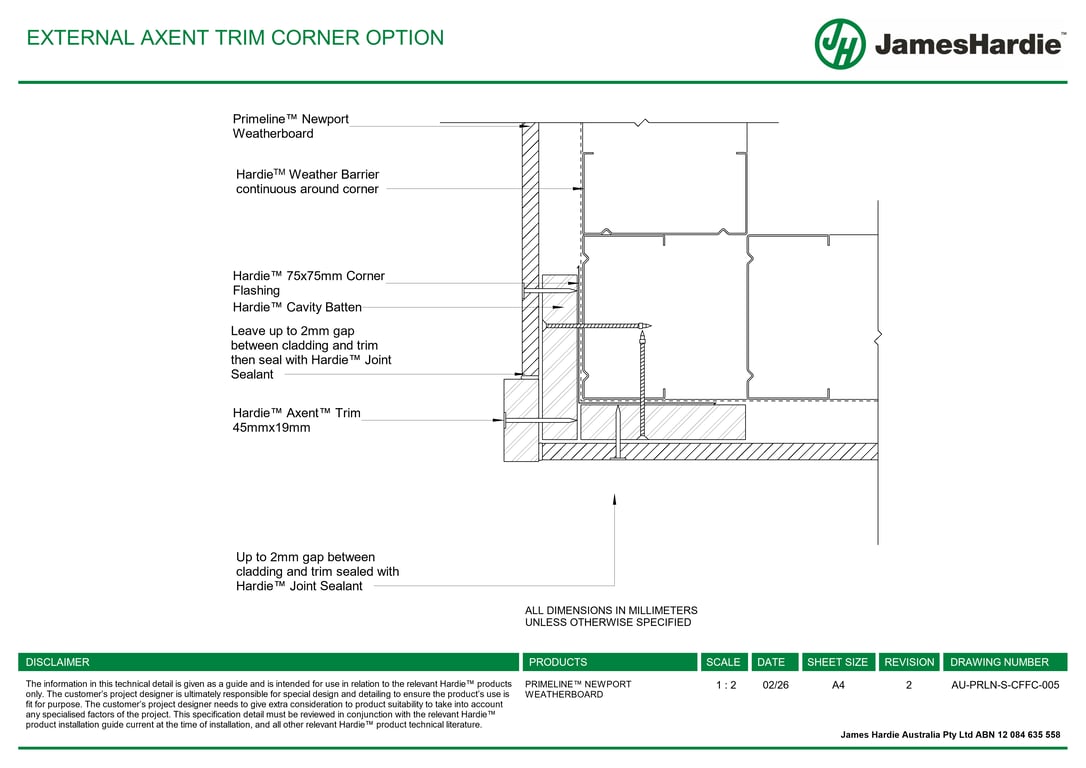 AU-PRLN-S-CFFC-005 - EXTERNAL AXENT TRIM CORNER OPTION