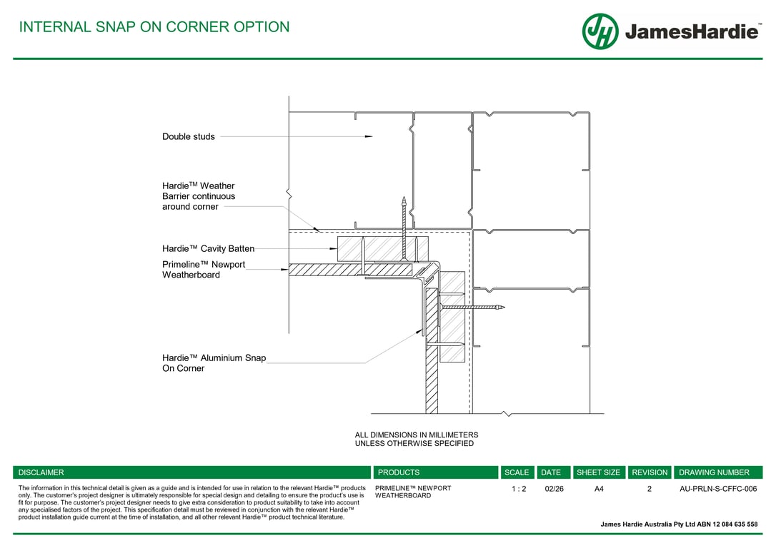 AU-PRLN-S-CFFC-006 - INTERNAL SNAP ON CORNER OPTION