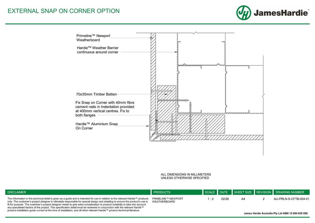 Navigate to AU-PRLN-S-CFTB-004-01 - EXTERNAL SNAP ON CORNER OPTION
