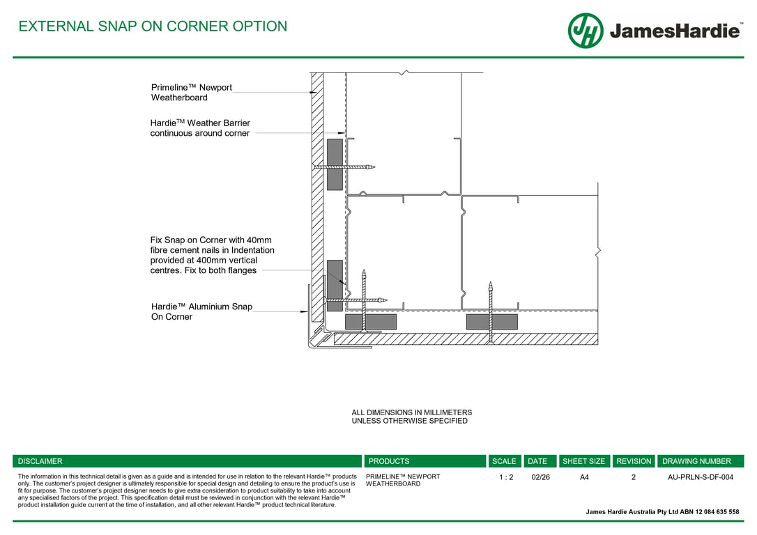 Navigate to AU-PRLN-S-DF-004 - EXTERNAL SNAP ON CORNER OPTION