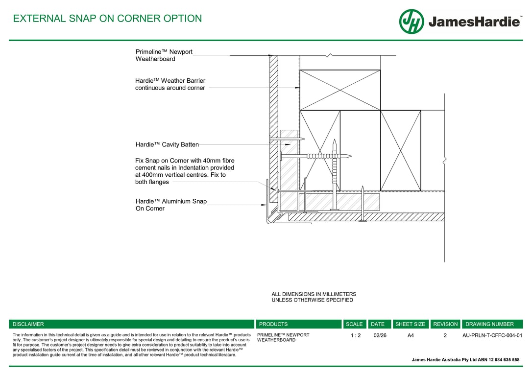 Navigate to AU-PRLN-T-CFFC-004-01 - EXTERNAL SNAP ON CORNER OPTION