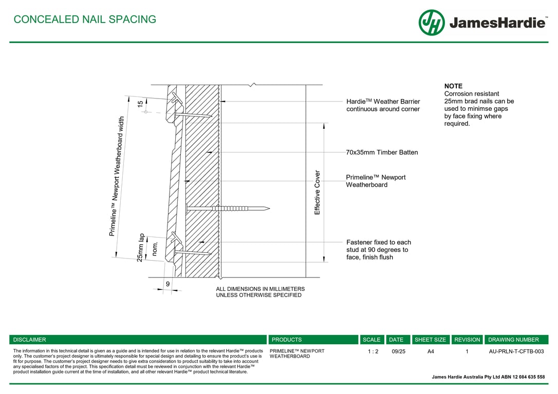 Navigate to AU-PRLN-T-CFTB-003 - CONCEALED NAIL SPACING