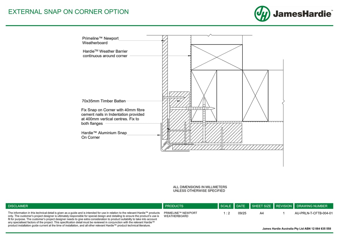 Navigate to AU-PRLN-T-CFTB-004-01 - EXTERNAL SNAP ON CORNER OPTION