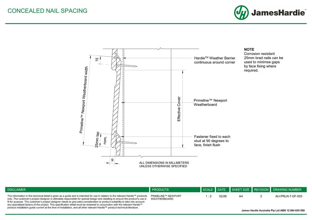 Navigate to AU-PRLN-T-DF-003 - CONCEALED NAIL SPACING