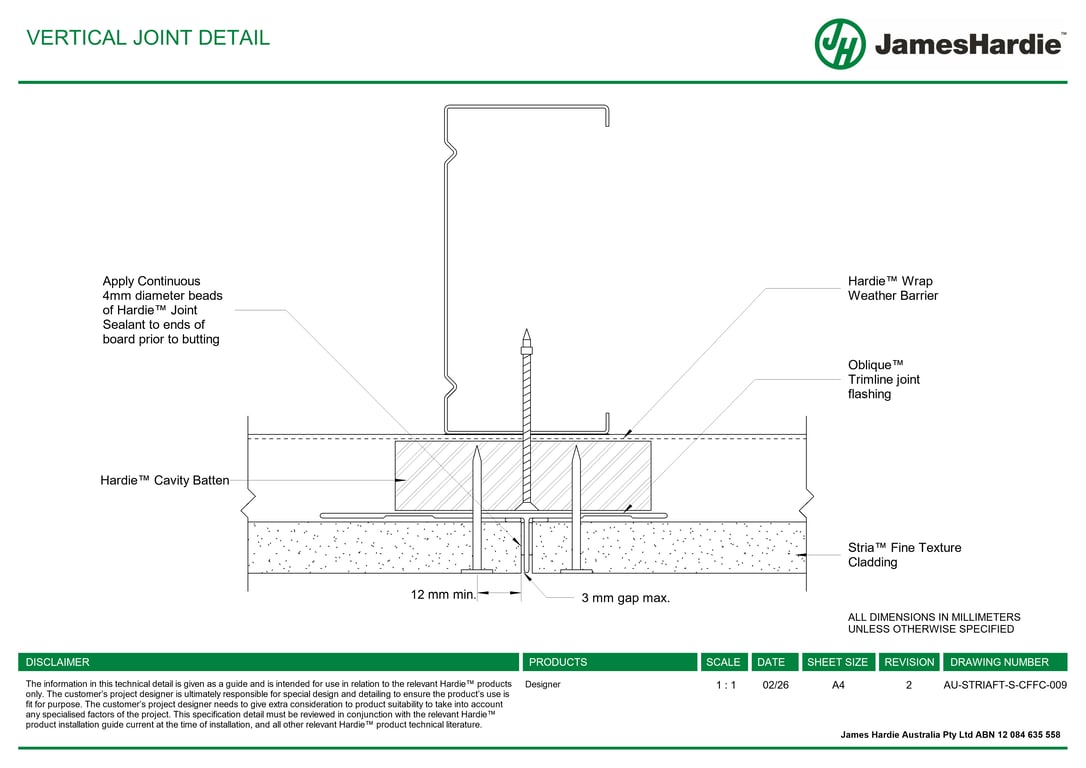 AU-STRIAFT-S-CFFC-009 - VERTICAL JOINT DETAIL