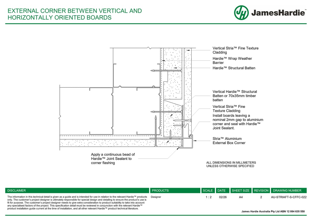 Navigate to AU-STRIAFT-S-CFFC-022 - EXTERNAL CORNER BETWEEN VERTICAL AND HORIZONTALLY ORIENTED BOARDS