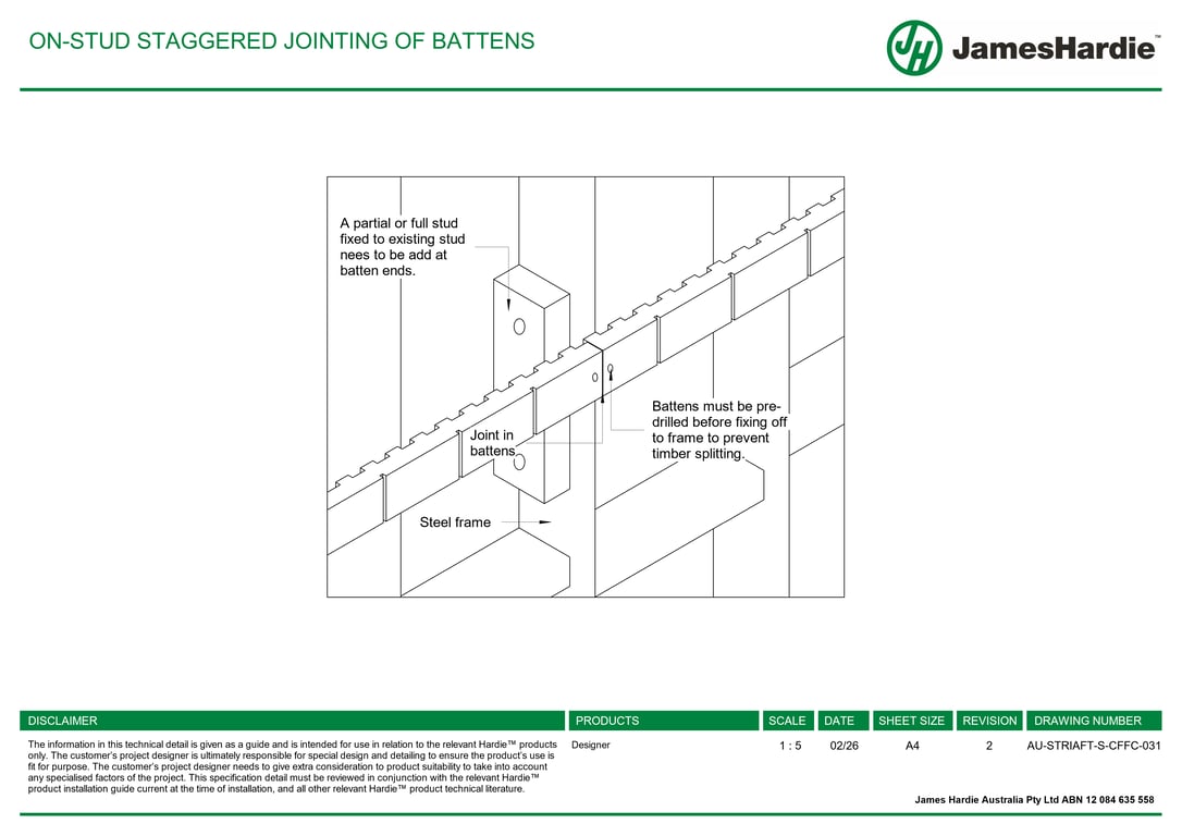 Navigate to AU-STRIAFT-S-CFFC-031 - ON-STUD STAGGERED JOINTING OF BATTENS