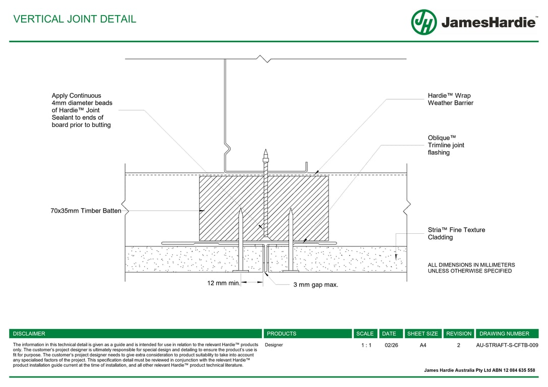 Navigate to AU-STRIAFT-S-CFTB-009 - VERTICAL JOINT DETAIL