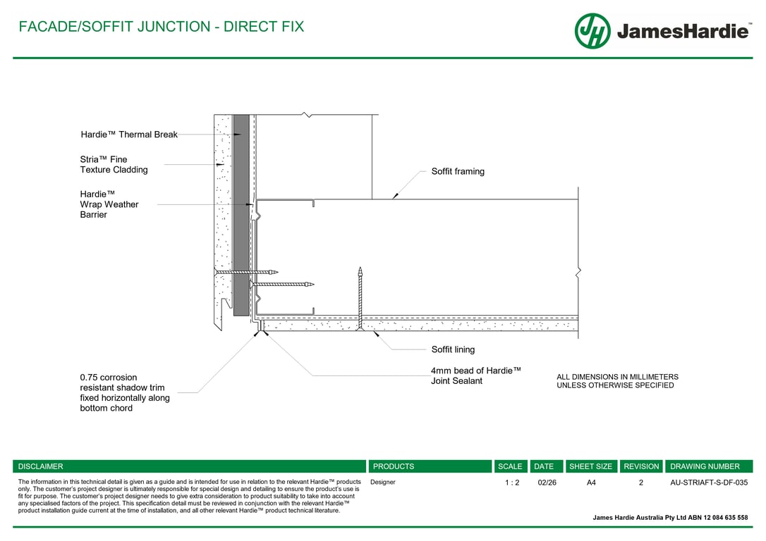 Navigate to AU-STRIAFT-S-DF-035 - FACADE-SOFFIT JUNCTION - DIRECT FIX