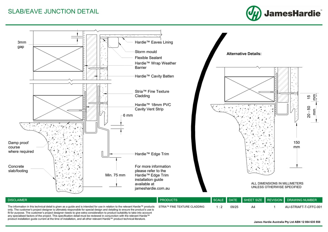 AU-STRIAFT-T-CFFC-001 - SLAB-EAVE JUNCTION DETAIL