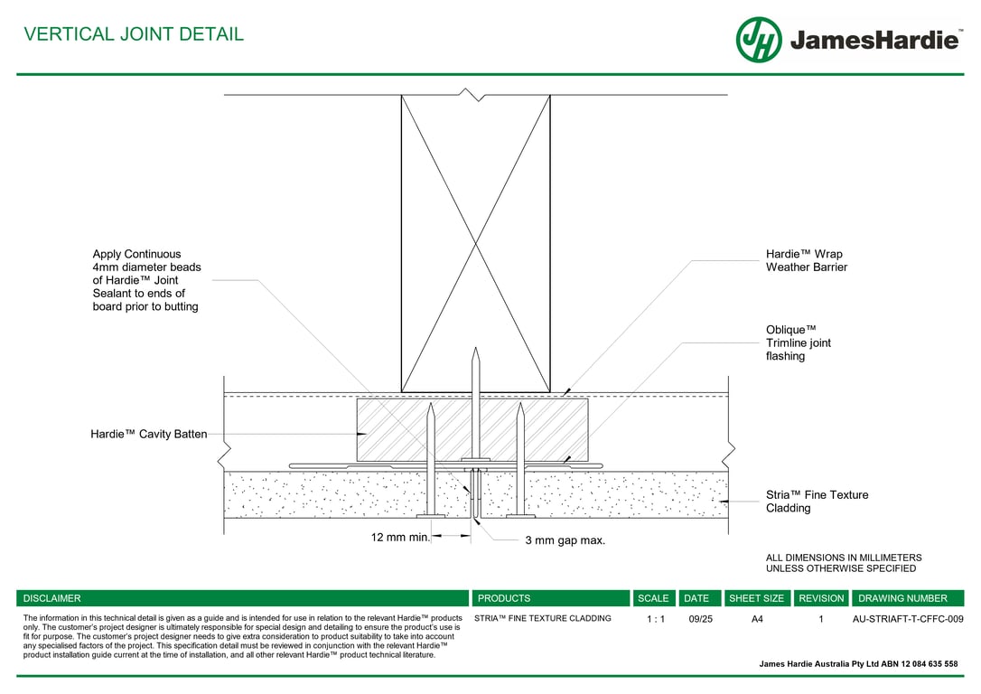 AU-STRIAFT-T-CFFC-009 - VERTICAL JOINT DETAIL