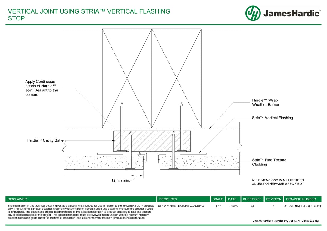 AU-STRIAFT-T-CFFC-011 - VERTICAL JOINT USING STRIA™ VERTICAL FLASHING STOP