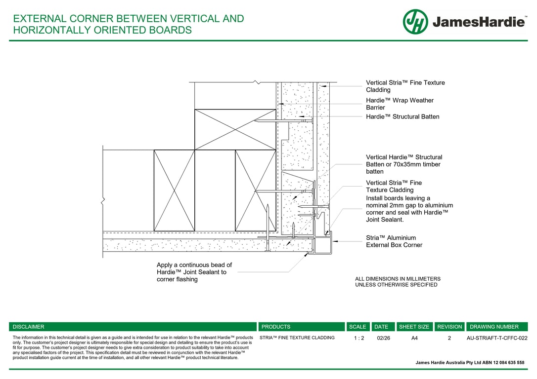 Navigate to AU-STRIAFT-T-CFFC-022 - EXTERNAL CORNER BETWEEN VERTICAL AND HORIZONTALLY ORIENTED BOARDS