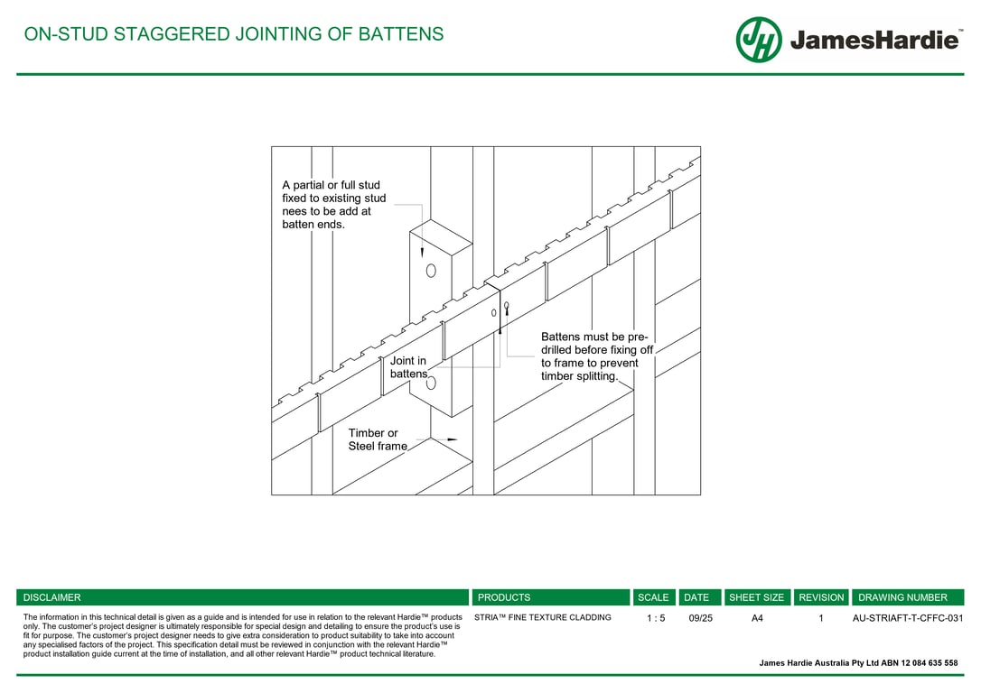 Navigate to AU-STRIAFT-T-CFFC-031 - ON-STUD STAGGERED JOINTING OF BATTENS