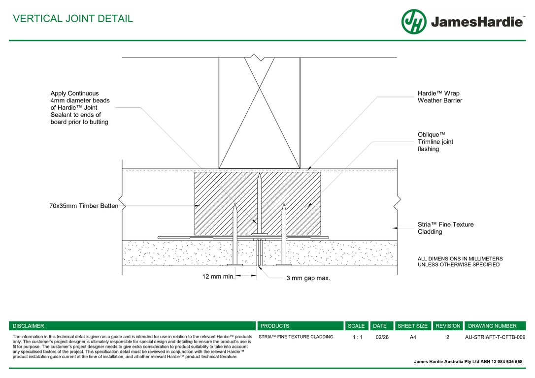 Navigate to AU-STRIAFT-T-CFTB-009 - VERTICAL JOINT DETAIL